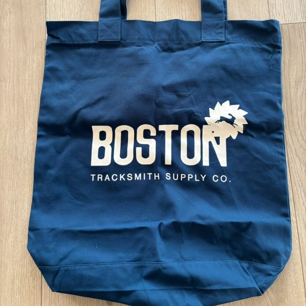 NEW Tracksmith Boston Blue Canvas Tote Bag